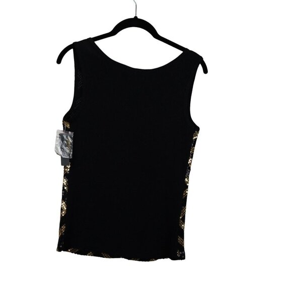 NWT Bisou Bisou Black Gold Sequins Dot Tank Top Sz S‎ - Picture 2 of 8
